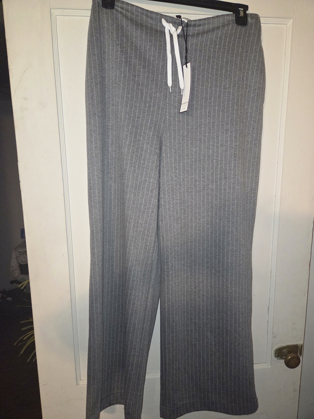T.J.Maxx Gray Pinstripe Drawstring Knit Joggers